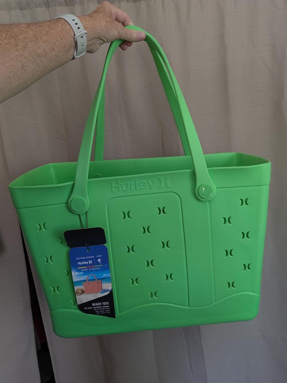 Hurley Bright Green Perforated Beach Tote